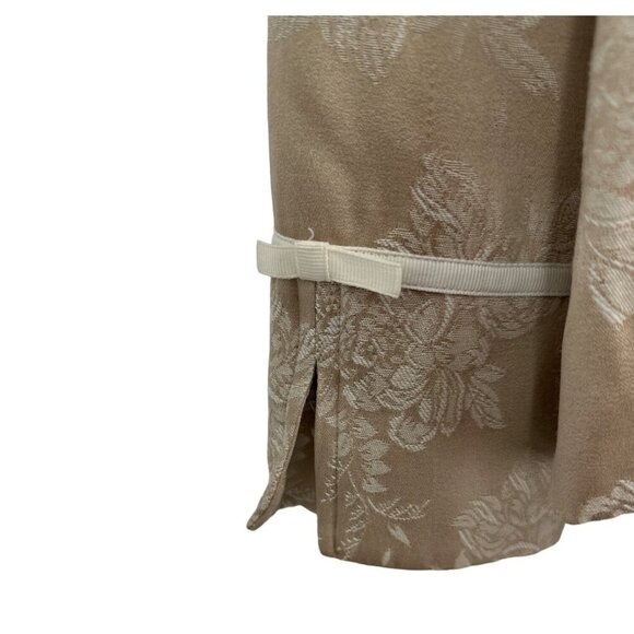 Susan Graver Style Blazer Womens Tan Cream Gold Floral Bows Size L - Picture 5 of 8